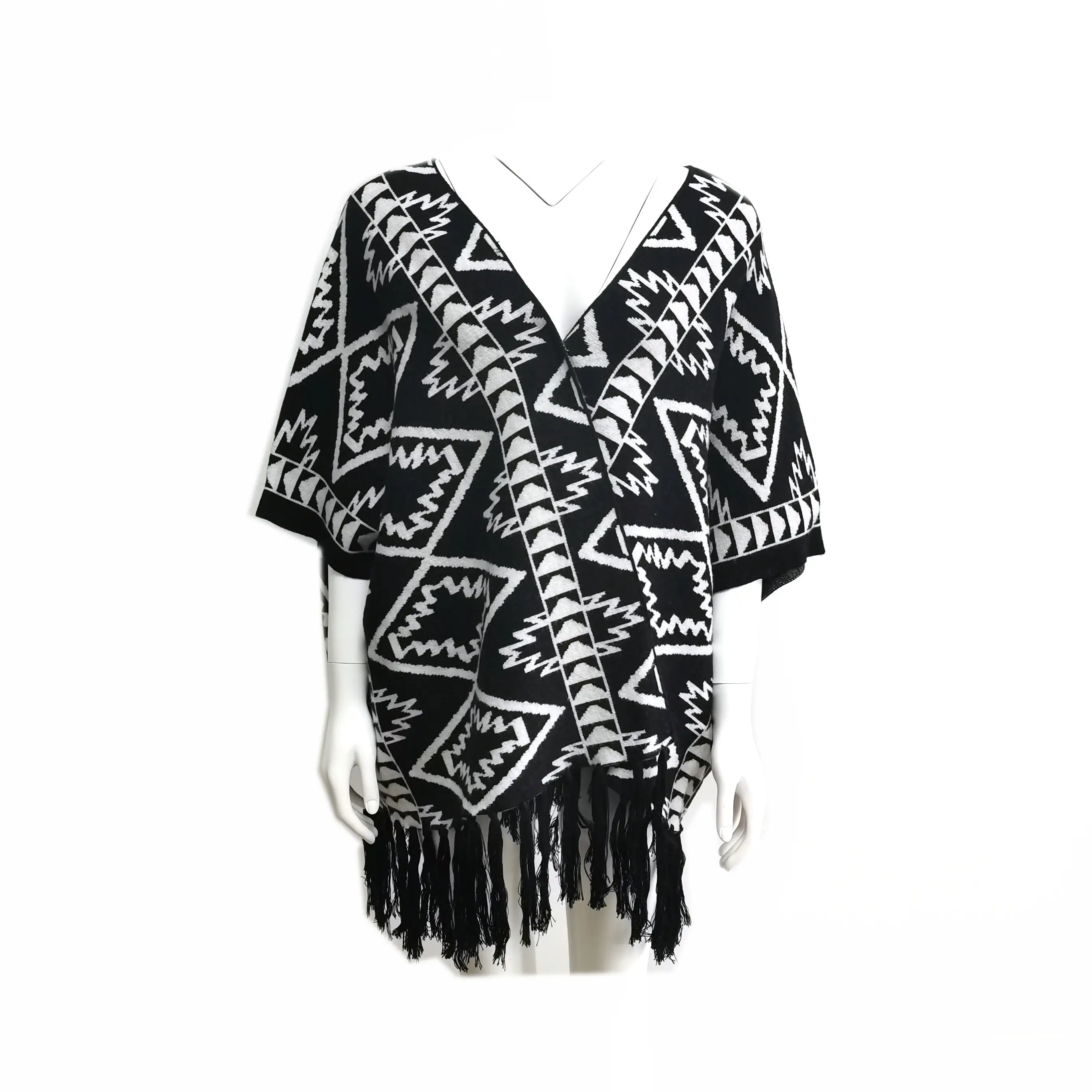 Factory OEM Women&#39;s Customized Color black Sweater poncho and Cardigan