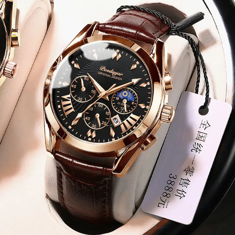 2023 New Fashion Mens Watches Luxury Men Sports Quartz Wrist Watch Man Business Casual Leather Watch Best Seller