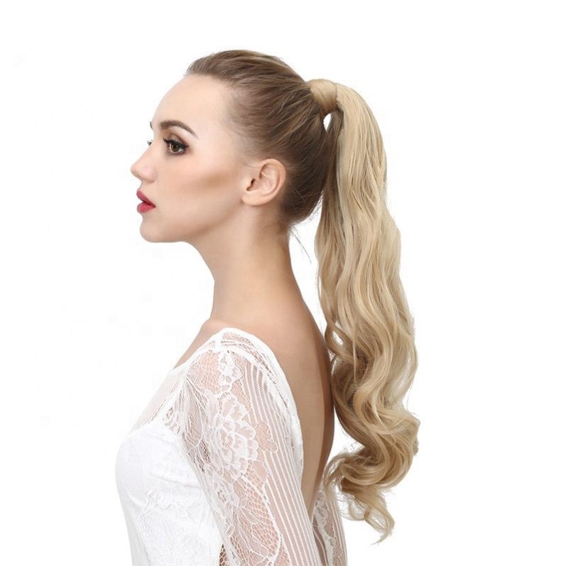 Ready ship Women's Ponytail Wig Medium Length Fluffy Hair Wig 50cm Wavy Ponytail Wig