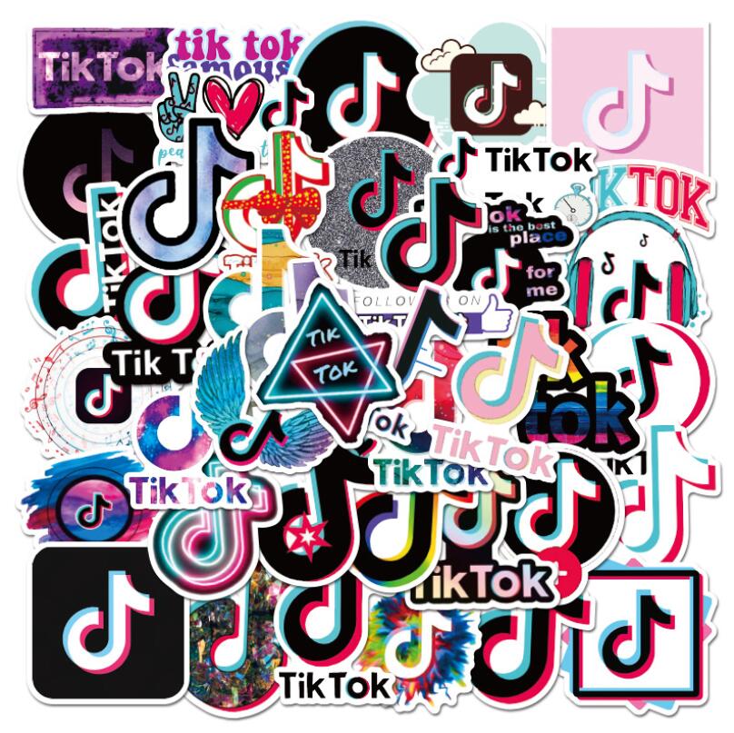ZY0204C 50/шт. Горячая Распродажа наклейки с логотипом Tik Tok чемодан гитара компьютер автомобиль водонепроницаемые виниловые наклейки на заказ