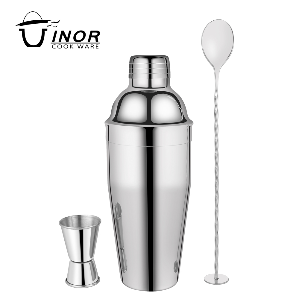 3pcs 24oz cocktail shaker set stainless steel bartending kit martini shaker with built-in strainer bar accessories