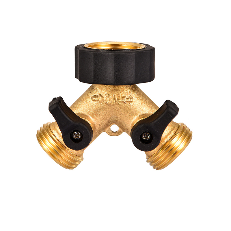 Джезу 3/4 "Водные магистрали из Желтой меди с фурнитурой 2 way hose splitter y-образный Соединительный петель растяжимый шланг для сада для полива и орошения