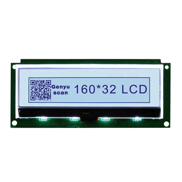 Genyu Customize COB LCD Gray Background 160x32 dot Matrix Bar Type LCD Display Module with 8-bit Parallel interface