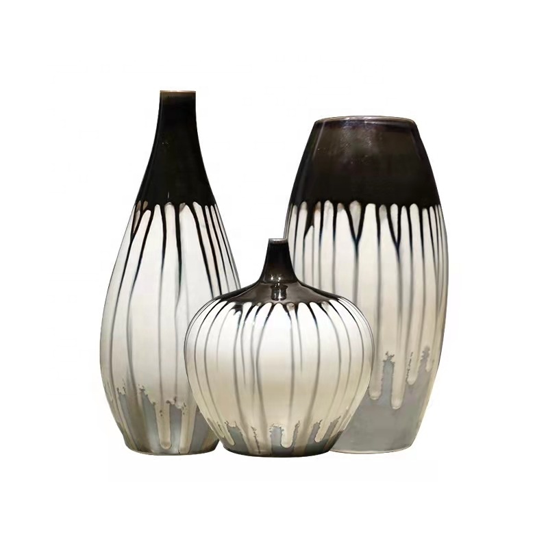 3pcs classic modern europe creative color glazed ceramic vase for flower and home decoration