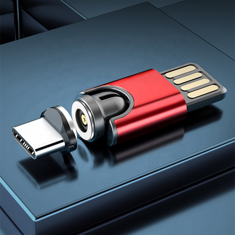 Universal Dual sides usb 540 degree free swivel mini magnetic portable charger super mini charging USB cable for mobile phone