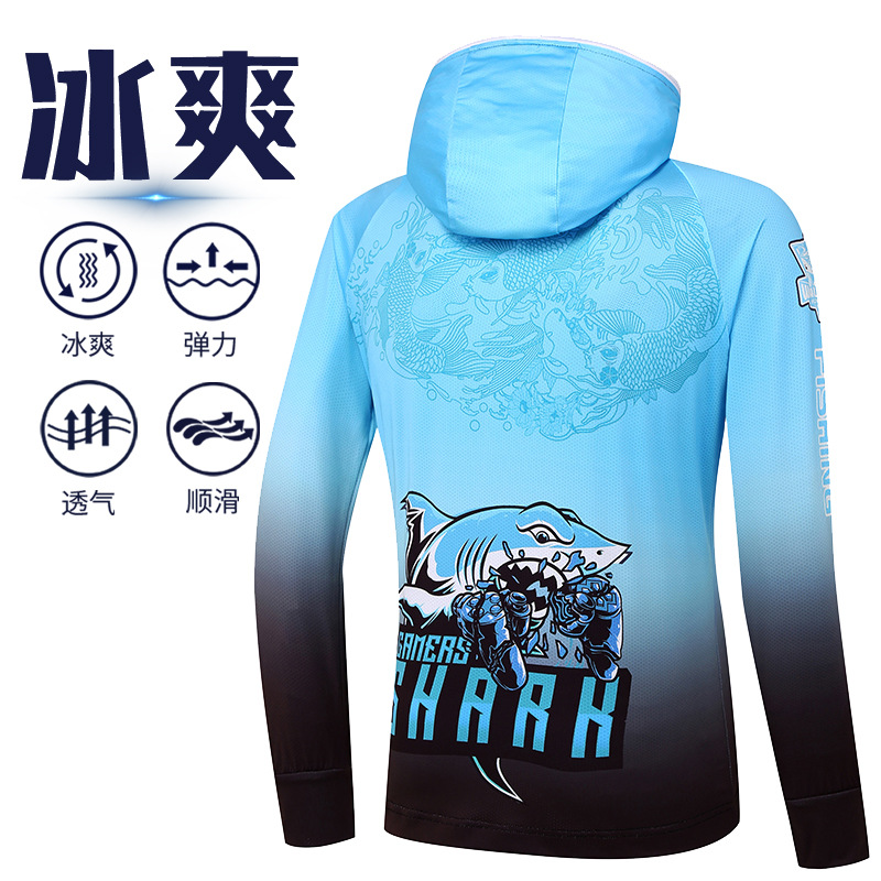 2021 New Ice Silk fishing suits factory customized hooded long sleeve breathable cool feeling fishing sun-proof clothes