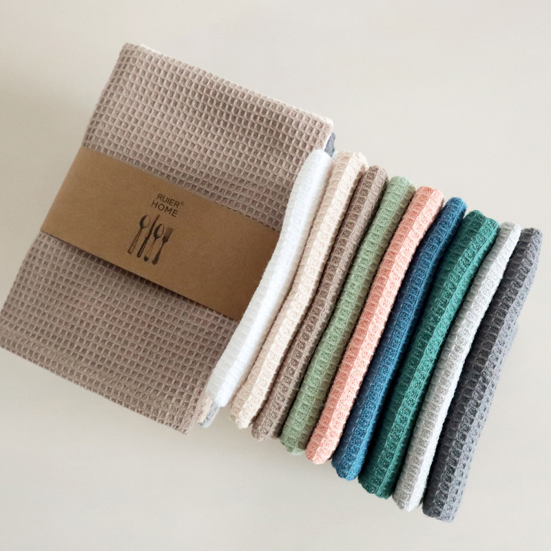 100% Cotton Waffle Weave Kitchen Dish Towels Set 4pcs Super Absorbent Kitchen Hand Dish Cloths for Drying and Cleaning