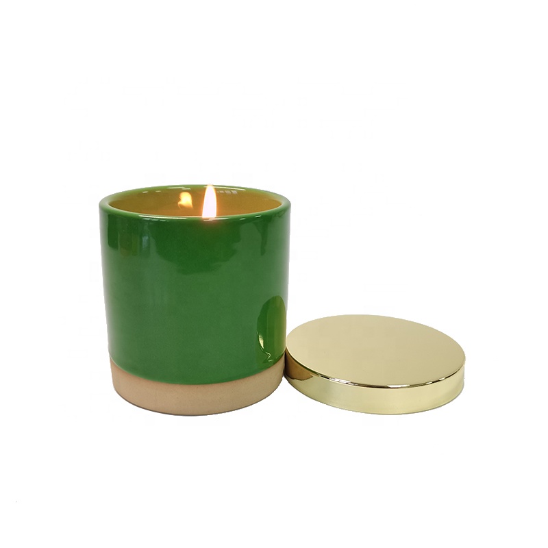 Wholesale Matte Ceramic Candle Jar With Metal Lid Luxury Empty Ceramic Candle Container For Candle Making
