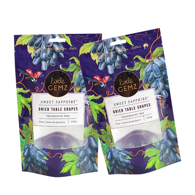 Resealable Dried Fruits Vegetable Plastic Zip Lock Food Packaging Bag Custom Printed Laminated Fruit Snack Bags