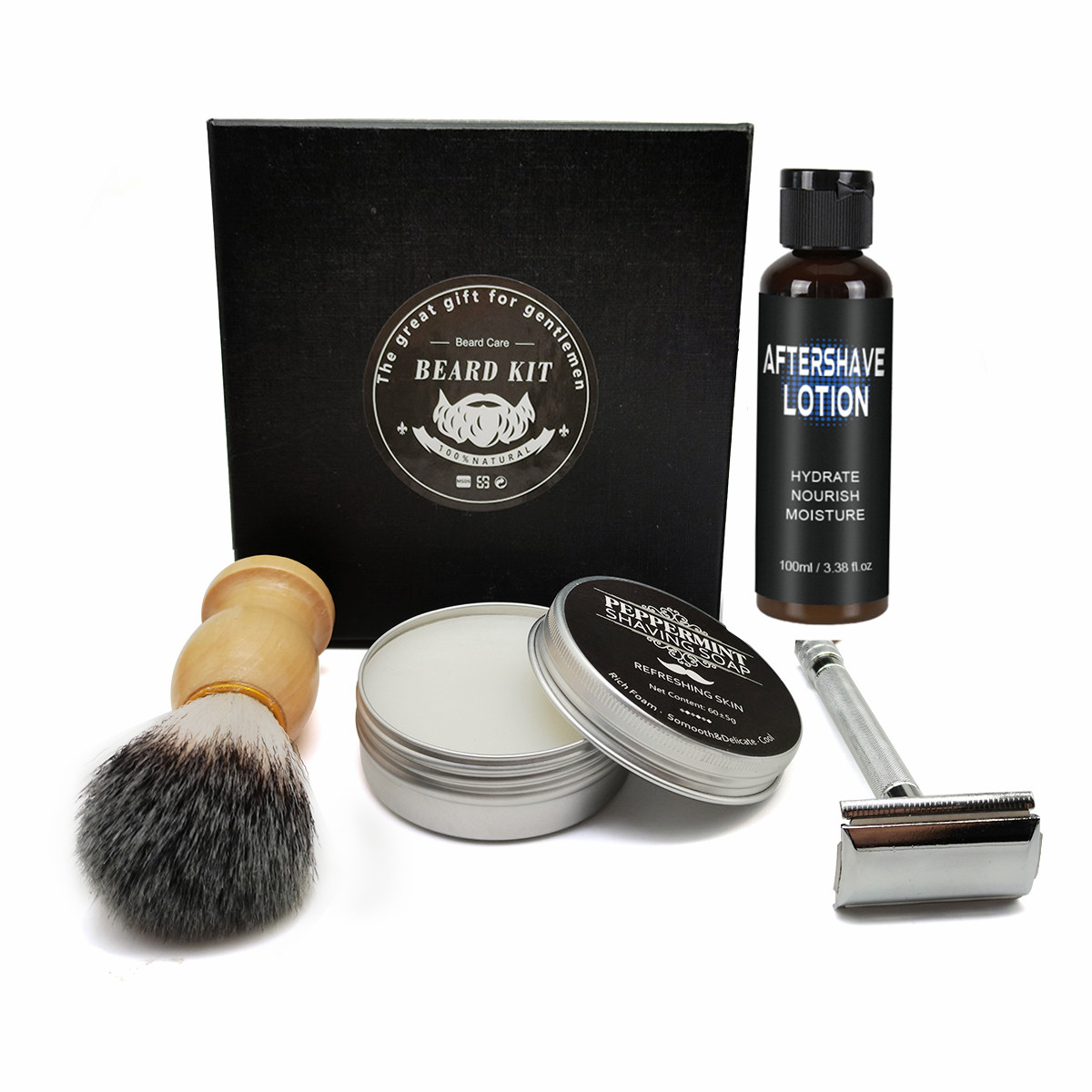 Barber shop shaving cream soap lotion after shave for men shaving razor blade private label mens shaving kit set