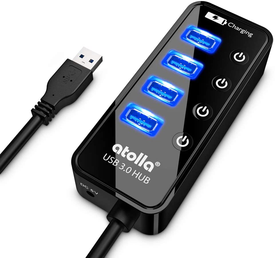 Atolla 204u3 USB 3,0 концентратор 4 + 1 Передача данных и зарядка многопортовый с 15 Вт (5 В/3 A) адаптер питания и 1 м USB