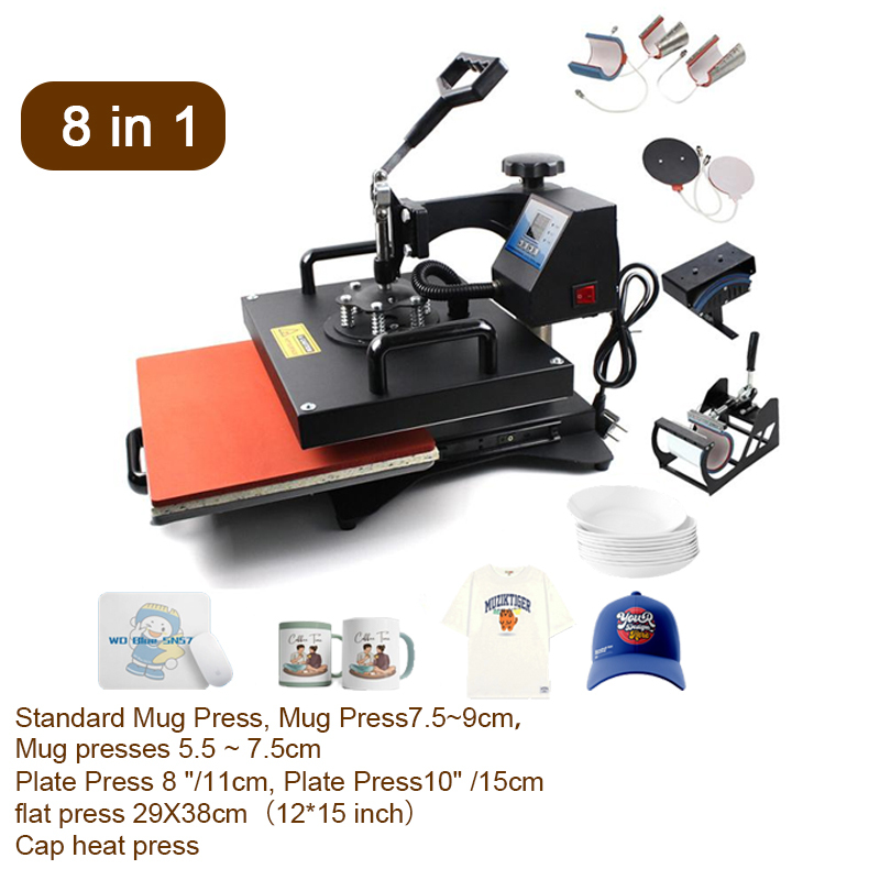 Double Display Sublimation Heat Transfer Machine Heat Press Machine 8 in 1