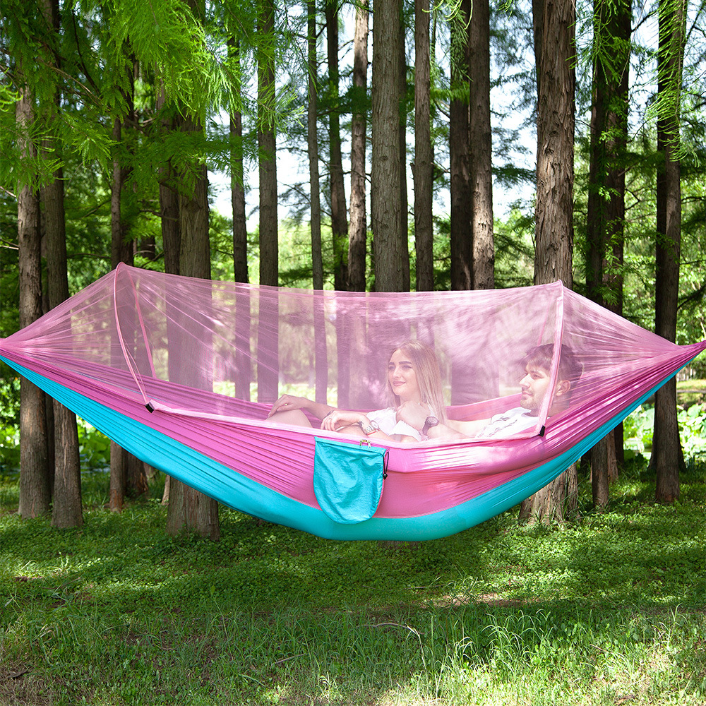 QBH002 QIBU Customized Portable Stripe Cotton Polyester Hammock With High Load Capacity For Patio Yard Garden