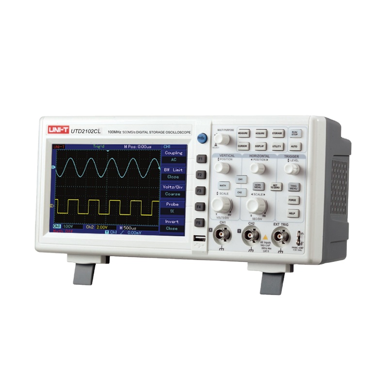 UNI-T Digital Oscilloscope USB Portable UTD2102e 100MHz Bandwidth 2 Channel Oscillograph 500Ms/S 7&quot; TFT LCD