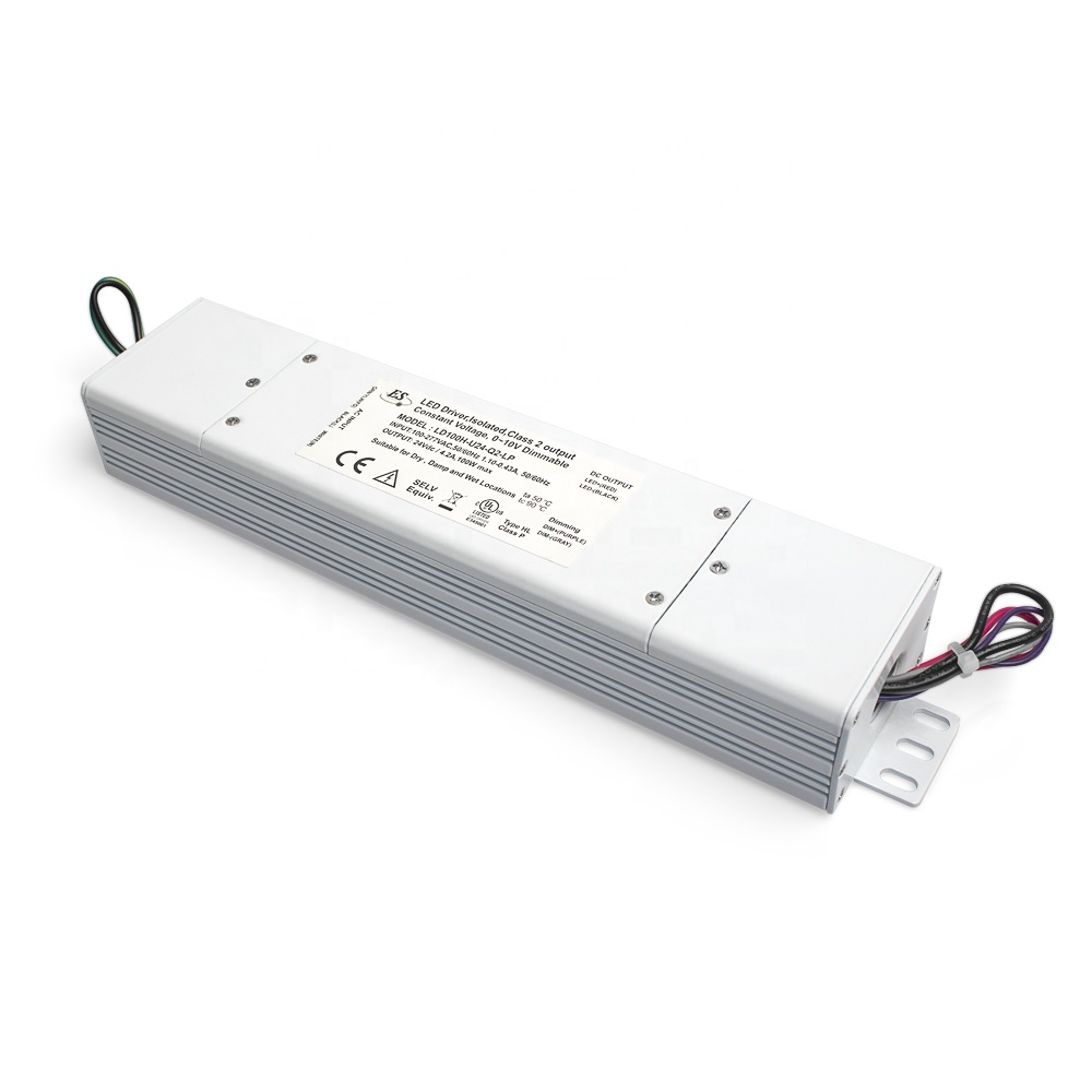 Es Ul 100w 24v Dc 4.2a постоянное напряжение с регулируемой яркостью 0-10v затемнения Подача питания светодиоидному драйверу с распределительная коробка