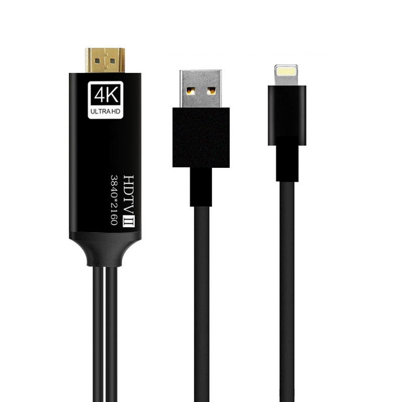 Кабель HDMI для iPhone к телевизору, совместим с iPad iPhone к телевизору, кабель HDTV 4K 60 Гц, для подключения телефона к телевизору