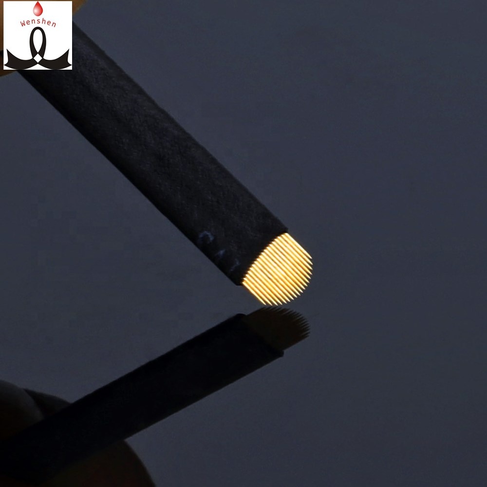 Новые лезвия для микроблейдинга FD Gold, 0,18 мм, 18U, микроблейдинг, микроблейдинг, нано гибкие иглы, частная марка, татуировка, мазки для бровей