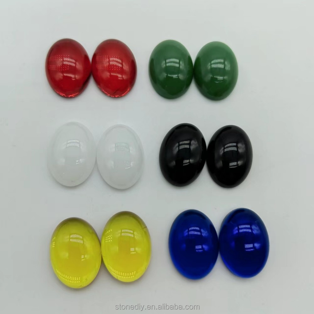 4x6mm to 18x25mm Half Oval Cabochon Beads ,green Color Glass Beads Flat Back Stone,For DIY Jewelry Accessories