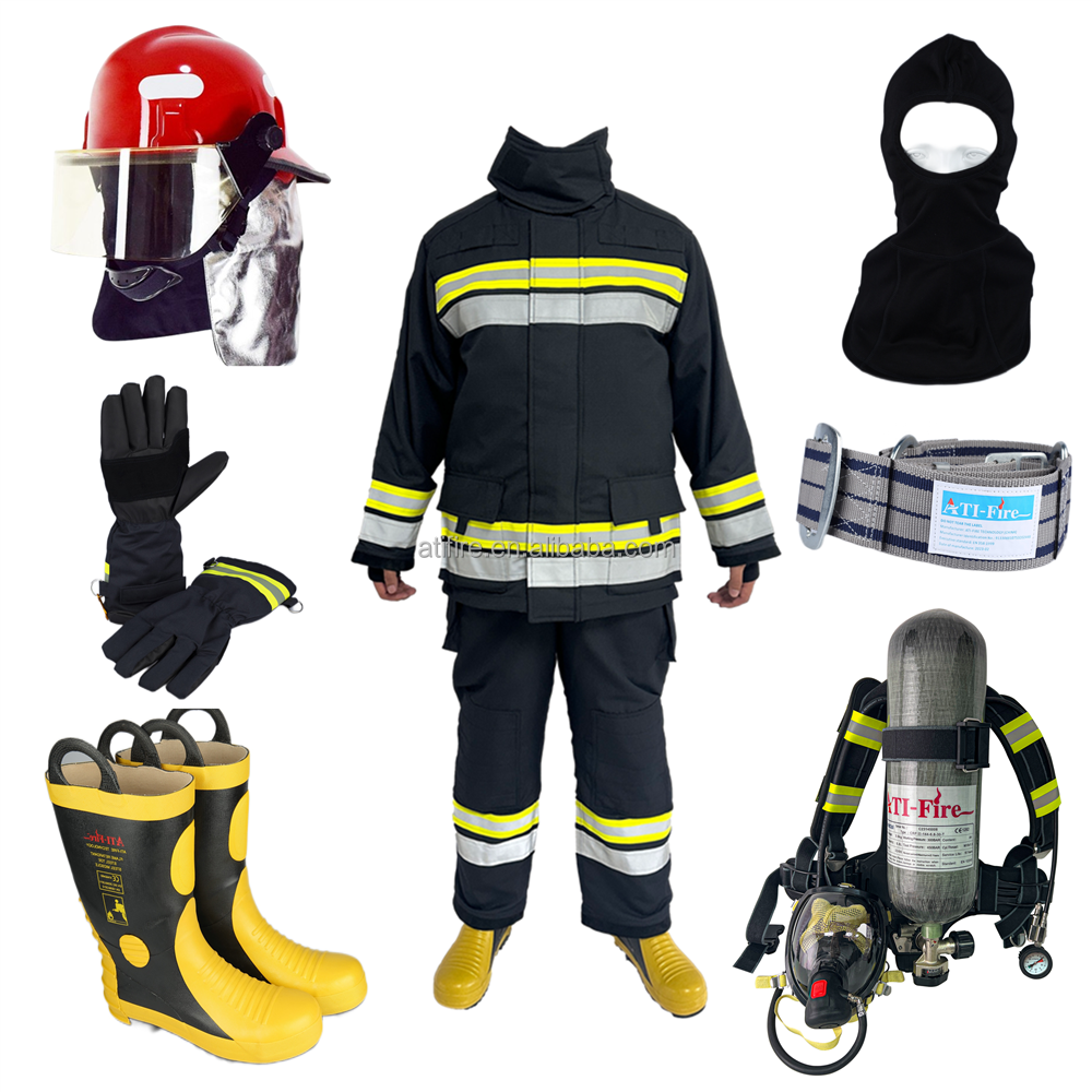 New Style Firefighter Suit Removable Liner Flame Retardant EN469 Nomex Aramid Fire Fireman Uniform Firefighting Clothing Helmet