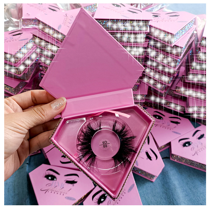 Оптовая продажа customeyelashepackaging Box Дело частный ярлык норковые ресницы поставщика индивидуальные ресницы Коробки из розового золота с бриллиантами с логотипом