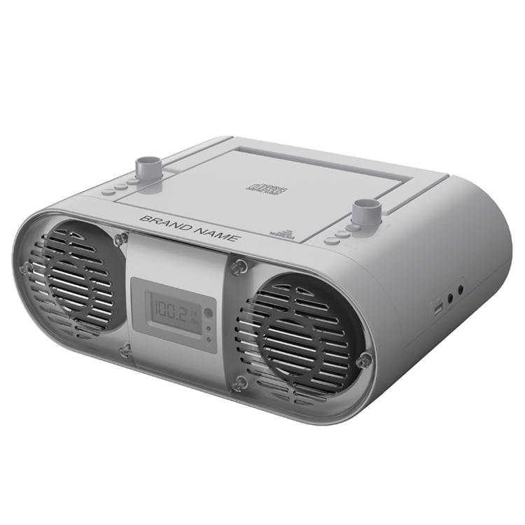 Новый серебряный портативный cd плеер boombox стерео звуковой динамик с fm-радио