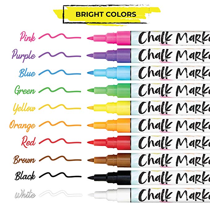 Fine Tip Chalkboard Мел маркеры-упаковка из 8 классических цветов земли | нетоксичные влажные стереть жидкие Мел чернила ручки