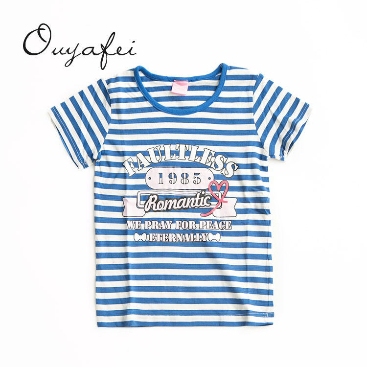 Factory direct sale christmas short sleeve blue white stripe unisex baby t-shirt
