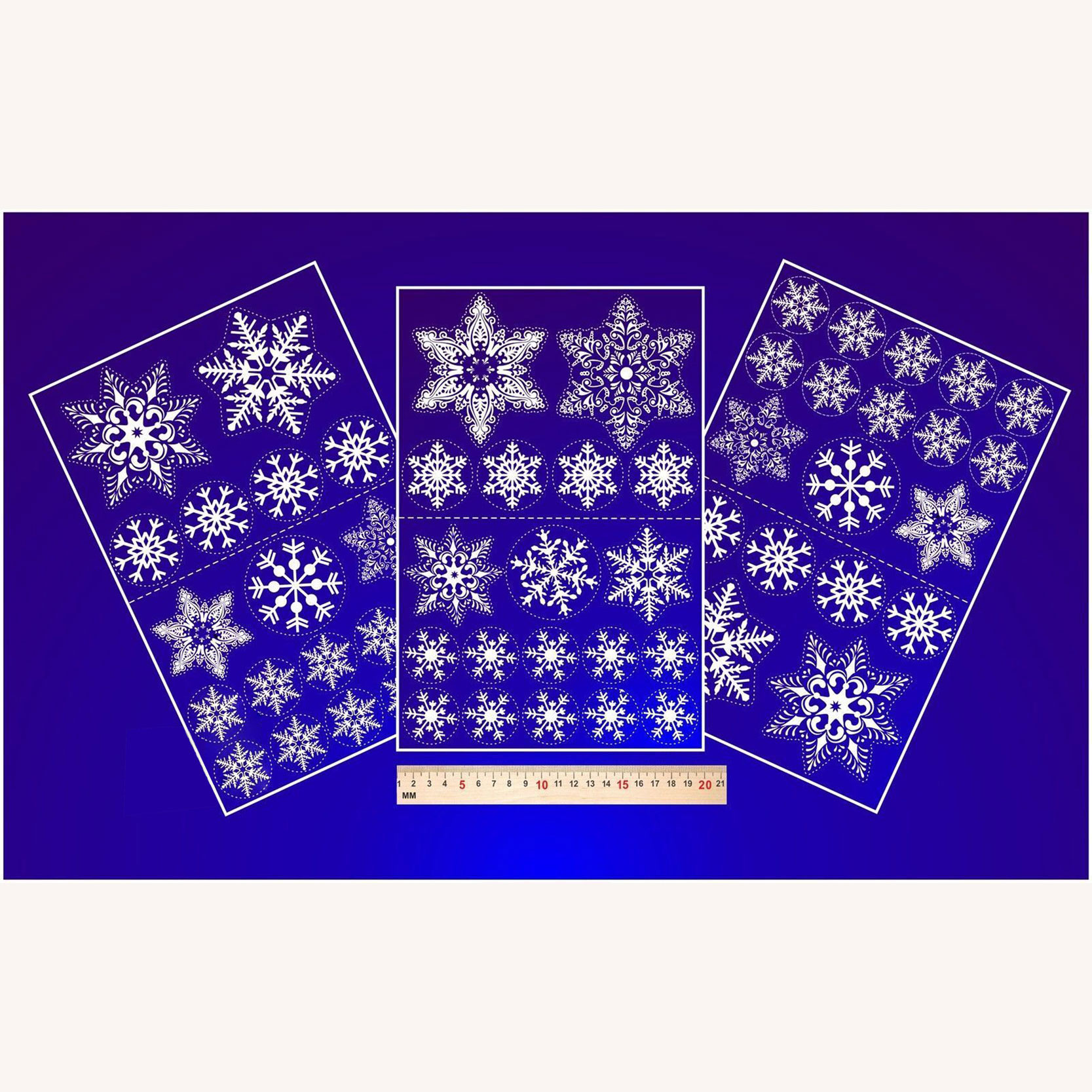 Double-Side Pattern 3 Sheets Cling Snowflakes Sticker Christmas Window Stickers