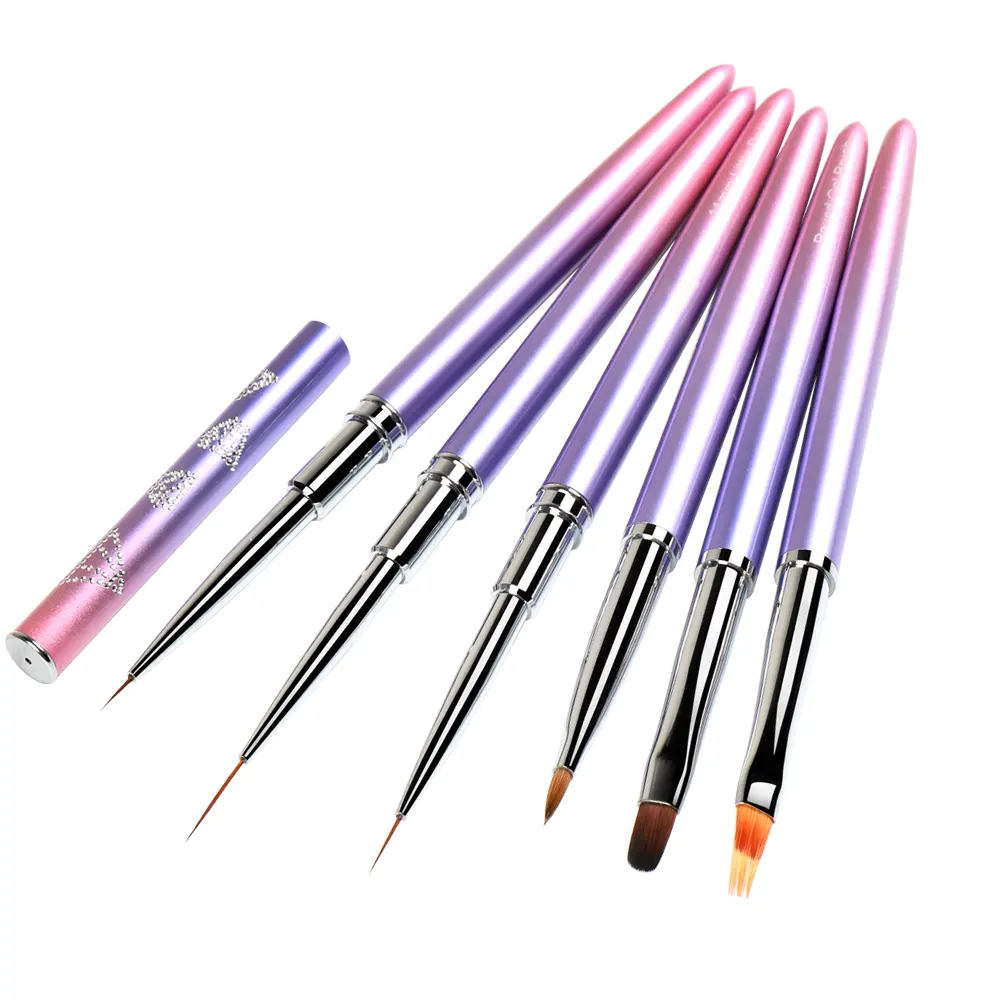 BQAN Factory OEM Metal 100% Sable Nail Art 3D Thin Liner pink nailart Brush Soft Nylon Hair UV Gel Brush Kolinsky Acrylic Brush