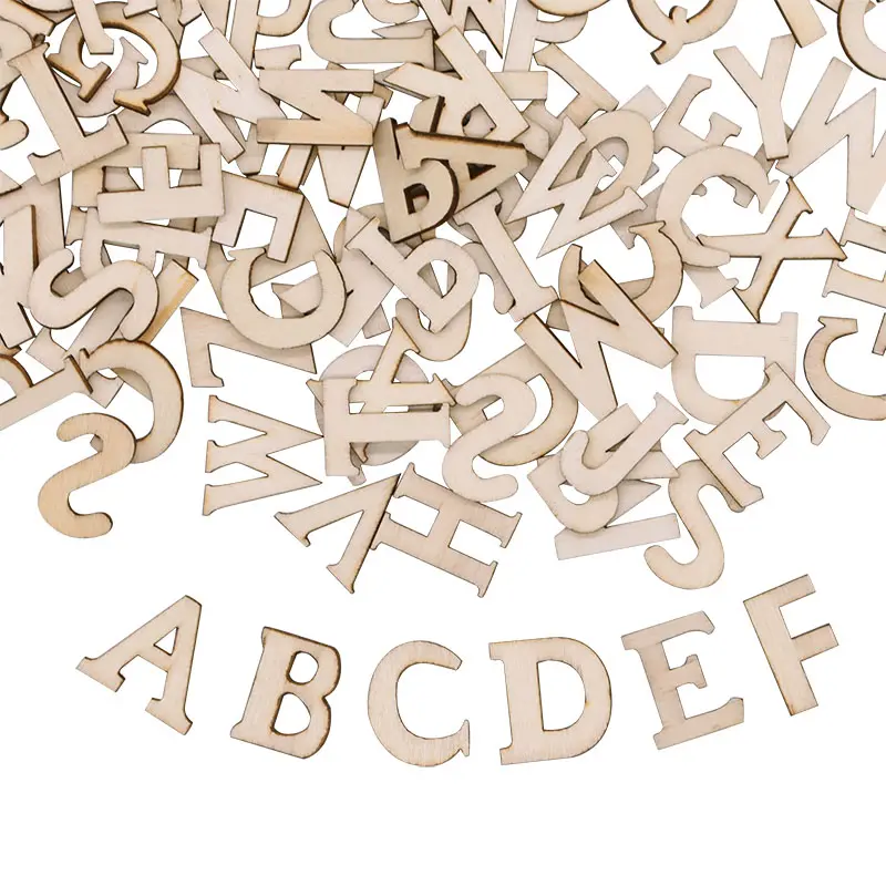 100PCS Laser Cut Wood Ornaments English Alphabet Number Party Christmas decorations Wooden Letters Homemade Wood Crafts