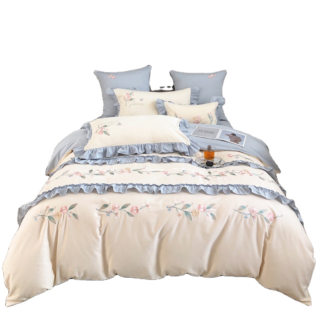 luxury 100%cotton embroidered bedding set