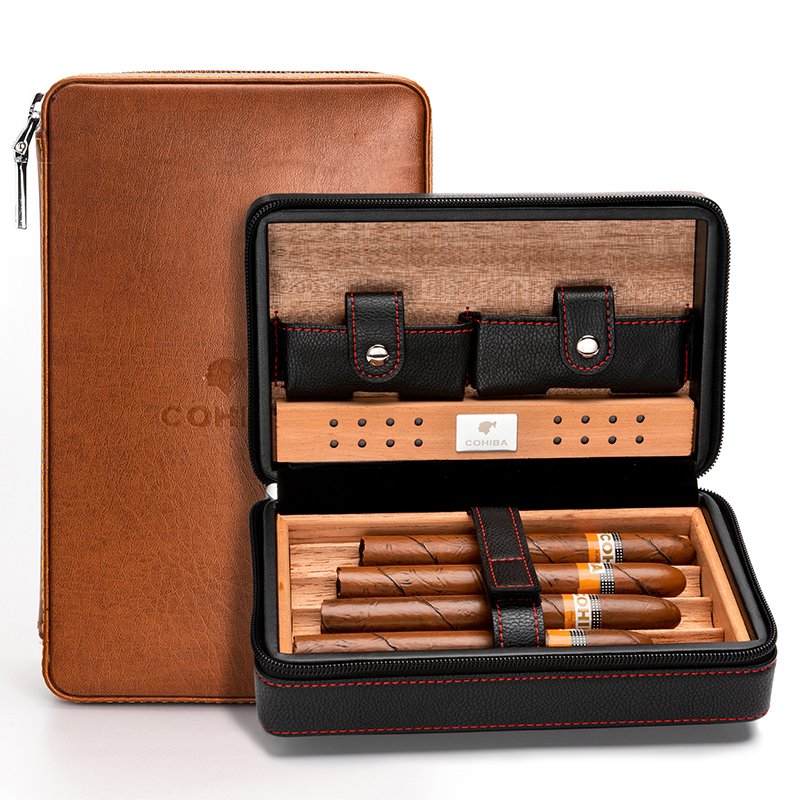 Роскошная переносная кожаная коробка для сигар Cohiba из кедрового дерева, для путешествий, коробка для сигар с индивидуальным логотипом