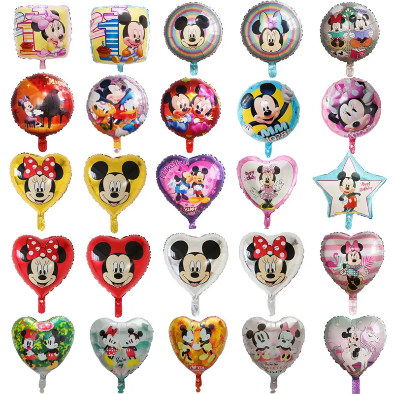 New design cartoon character 18 inch star heart Minnie Mickey Mouse globos aluminum foil balloon decoration kids toys balloon