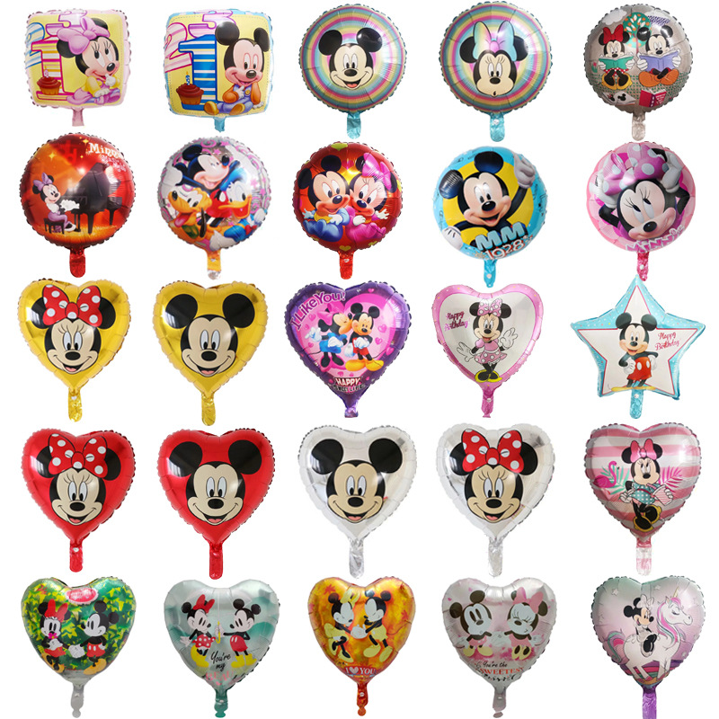 New design cartoon character 18 inch star heart Minnie Mickey Mouse globos aluminum foil balloon decoration kids toys balloon