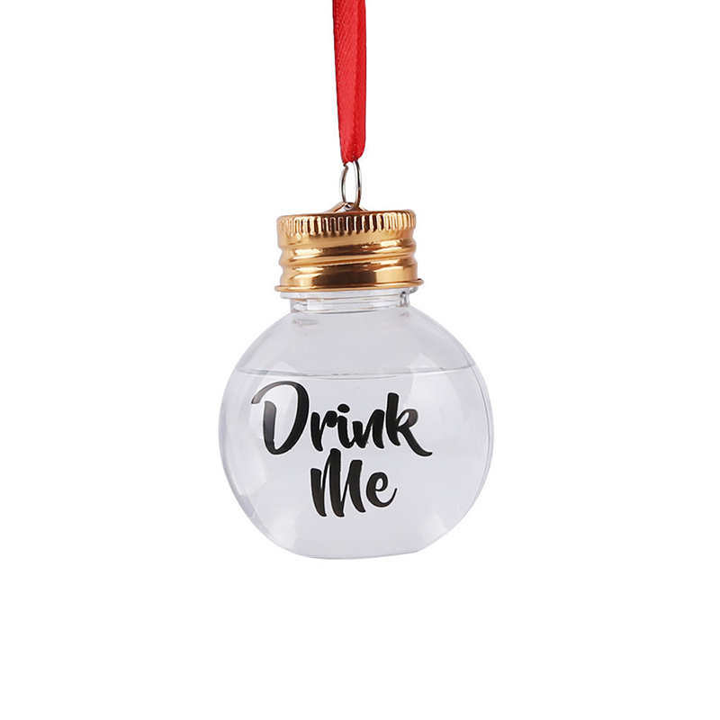 Drink Me, Новое поступление, оптовая продажа, стеклянный сок, прозрачный пластик, Рождественский Свадебный шар, подвесная бутылочка, наполненная рождественской лампочкой