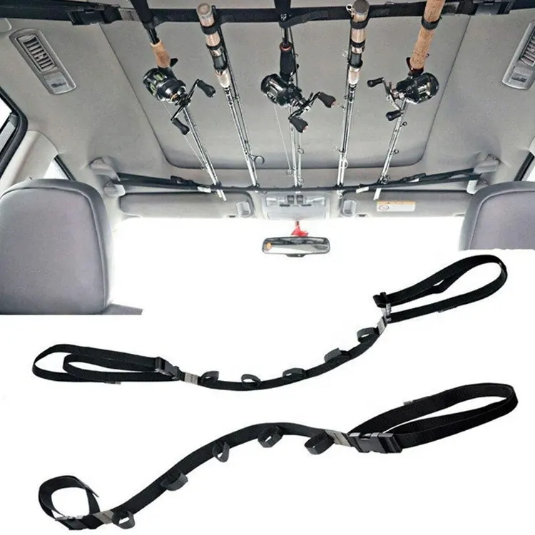 Factory Adjustable Heavy Duty Vehicle Nylon car fishing rod holder car rack car fishing rod pole storage holder Belt Strap