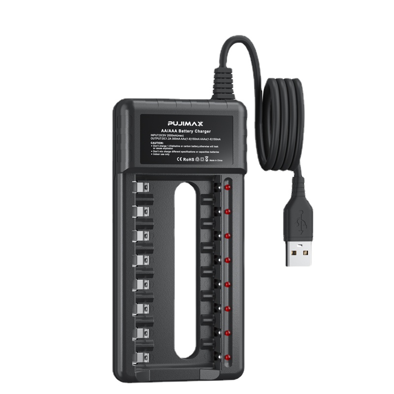 Factory price 8 slots aa aaa battery charger for rechargeable battery with USB 2.0 plug