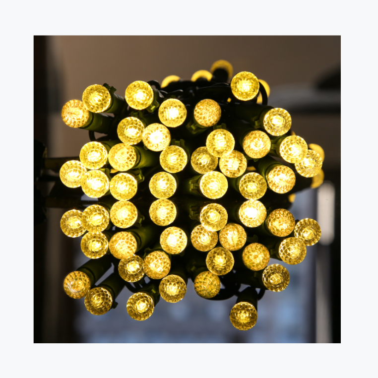 Solar Power Supply Colorful Faceted G12 Cover LED String Lights For Tree Home Holiday Outdoor Decor