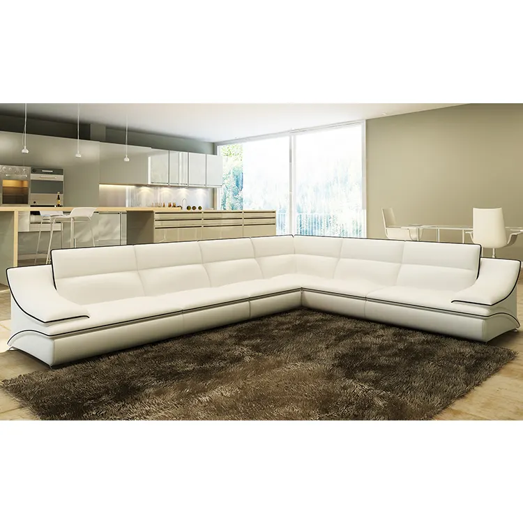 Italian Style white genuine leather good quality sectional sofa modern design home furniture Sofa