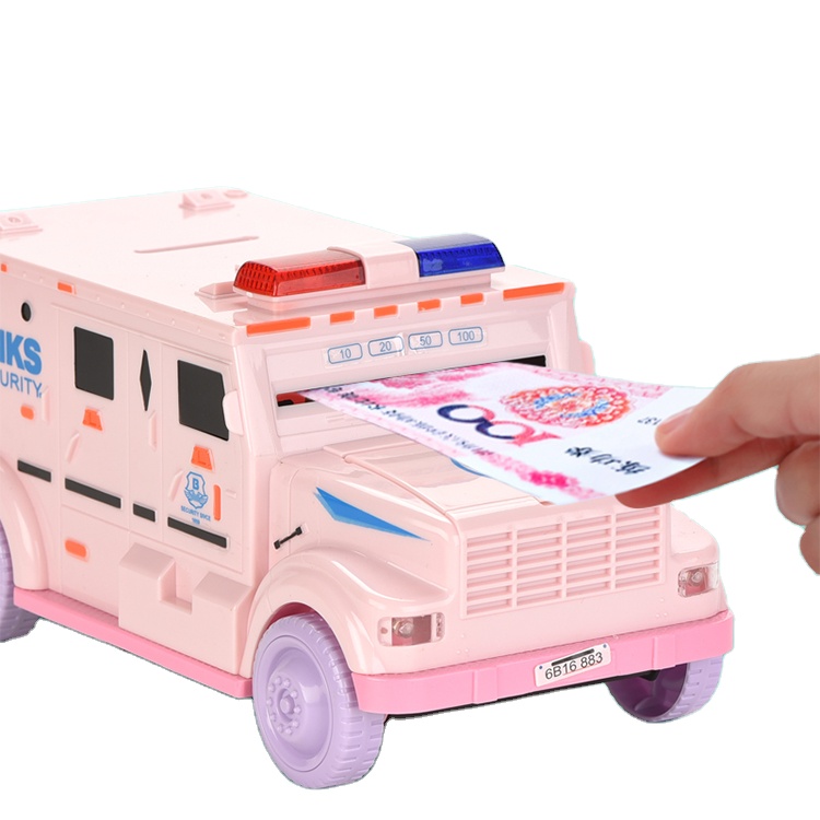 Wholesale Kids Plastic Abs Digital Cash Police Car Safe Money Box Piggy Banks Toy