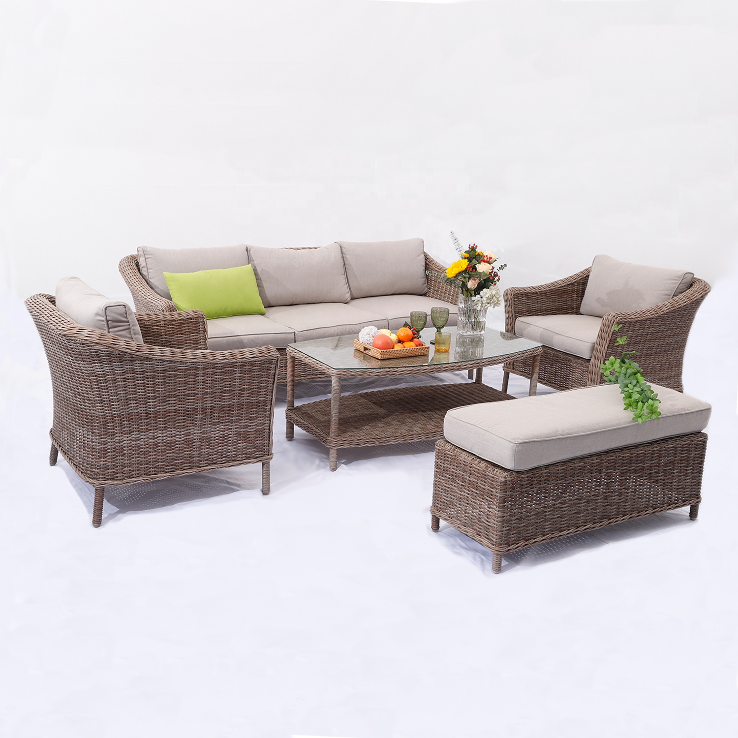 5 Pieces Wicker Garden Outdoor Restaurant furniture China Outdoor Garden Set Sofa Set