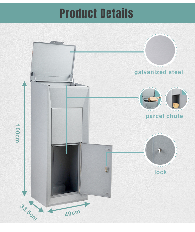Practicl Outdoor Waterproof Galvanized Steel Package Parcel Box Drop Box With Anti-rust And Anti-theft Design