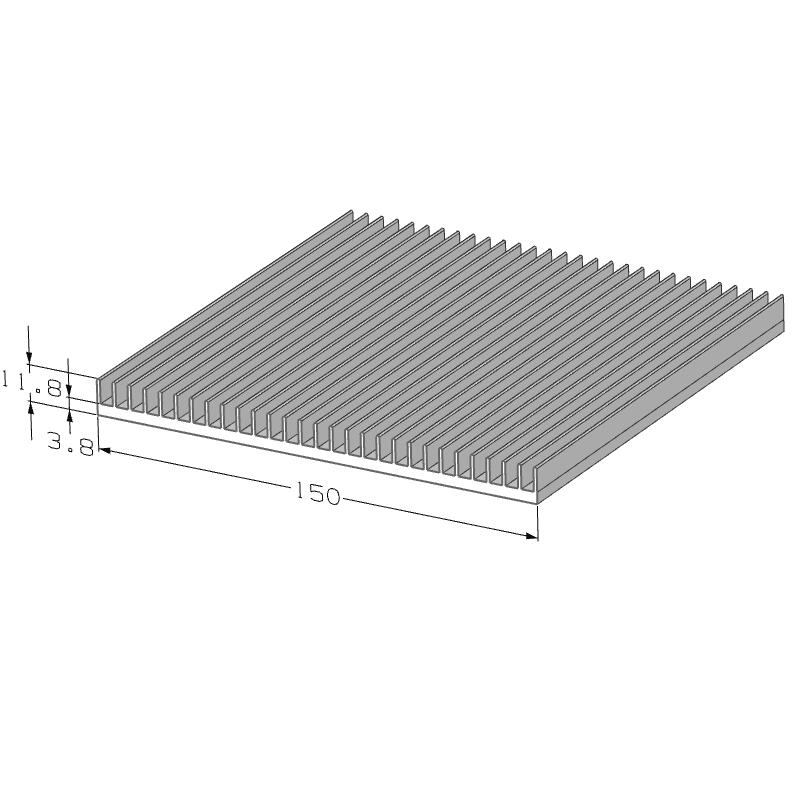 LED heatsink штранг-прессования 150 (Ш) * 11,8 (H) мм, длина реза