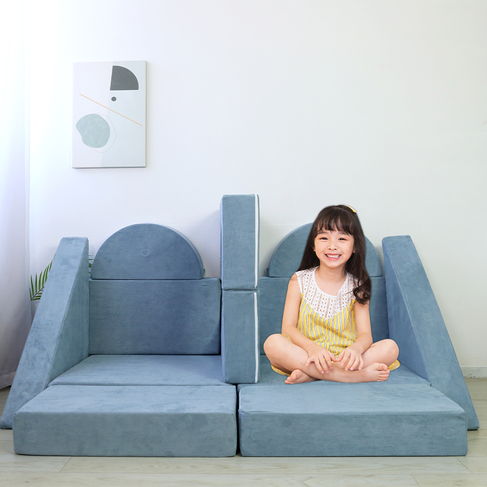 Saien Morden Style Removable Cushion Puzzle kids' sofas chair foam Folding 10pcs modular Nugget Couch Sofa kids play couch