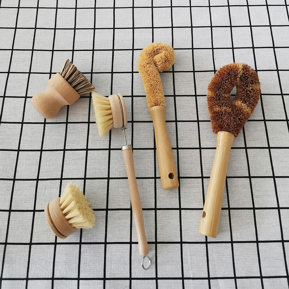 Щетка WanuoCraft из натурального бамбука, скребок для кухонной посуды, Жесткая Щетина, деревянные щетки для уборки дома, мокрый скребок для раковины