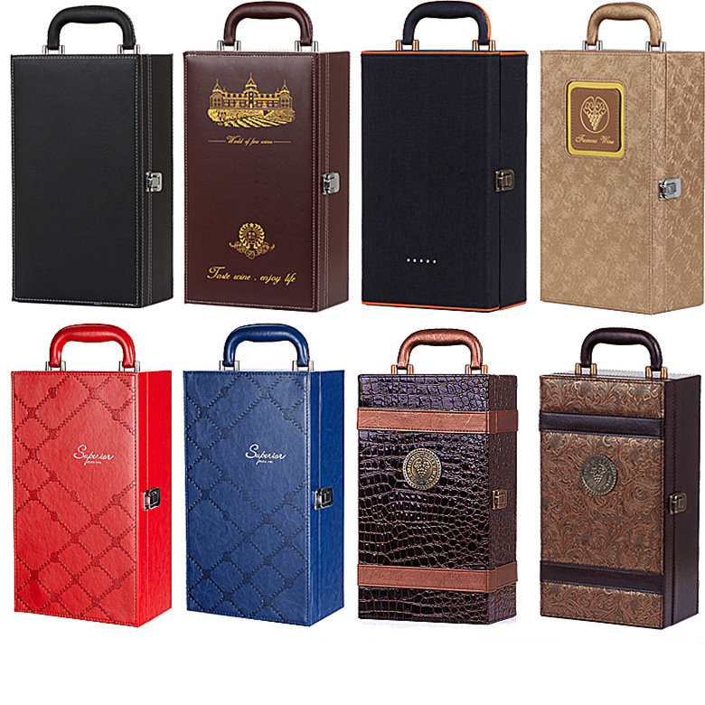 Wholesale Luxury PU Leather Gift Bottle Packaging Wine Box with Tools Accessories
