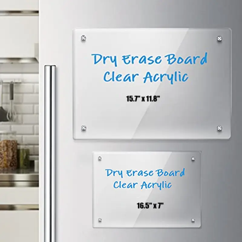 custom clear note erasable board printing 2 set acrylic magnetic dry erase board and message board for fridge