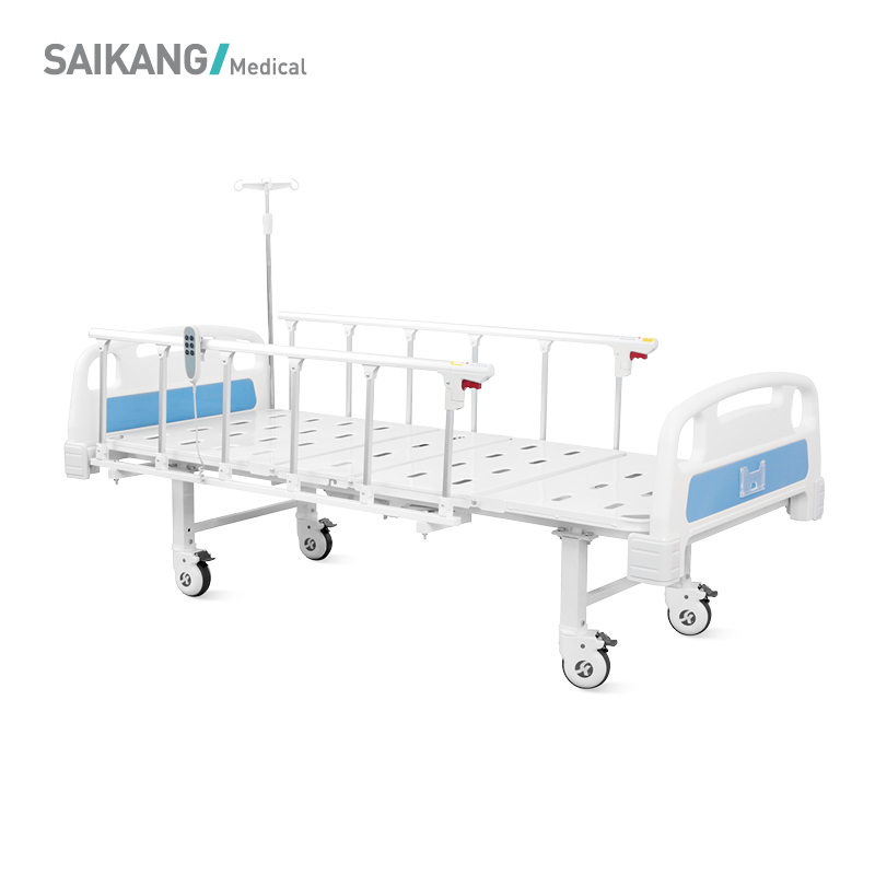 A5k SAIKANG Economic 2 Function Adjustable ICU Bed Stainless Steel Electric Hospital Bed Used with Wheels