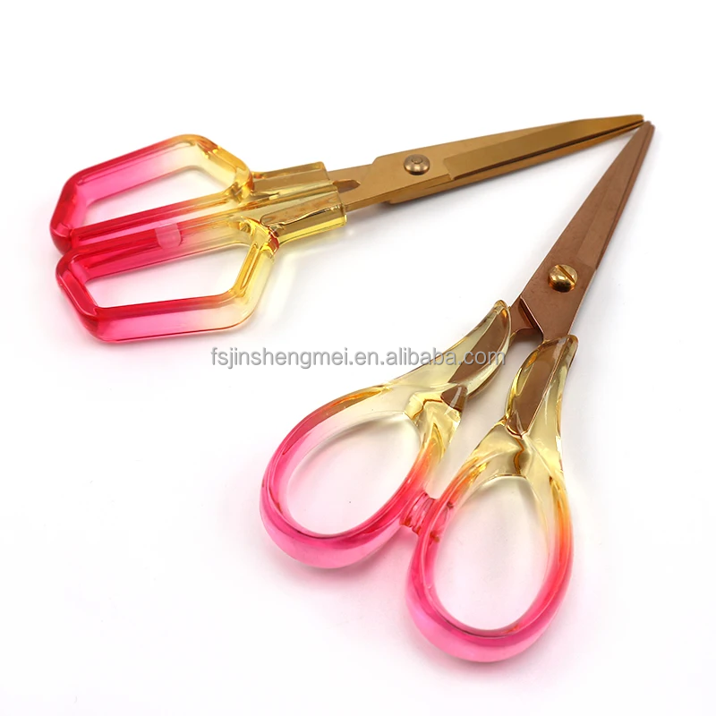 Nordic Rose Golden Stainless Steel Tailor's Scissors Smooth Edge Transparent Acrylic Kitchen Scissors Embroidery Paper Cutting