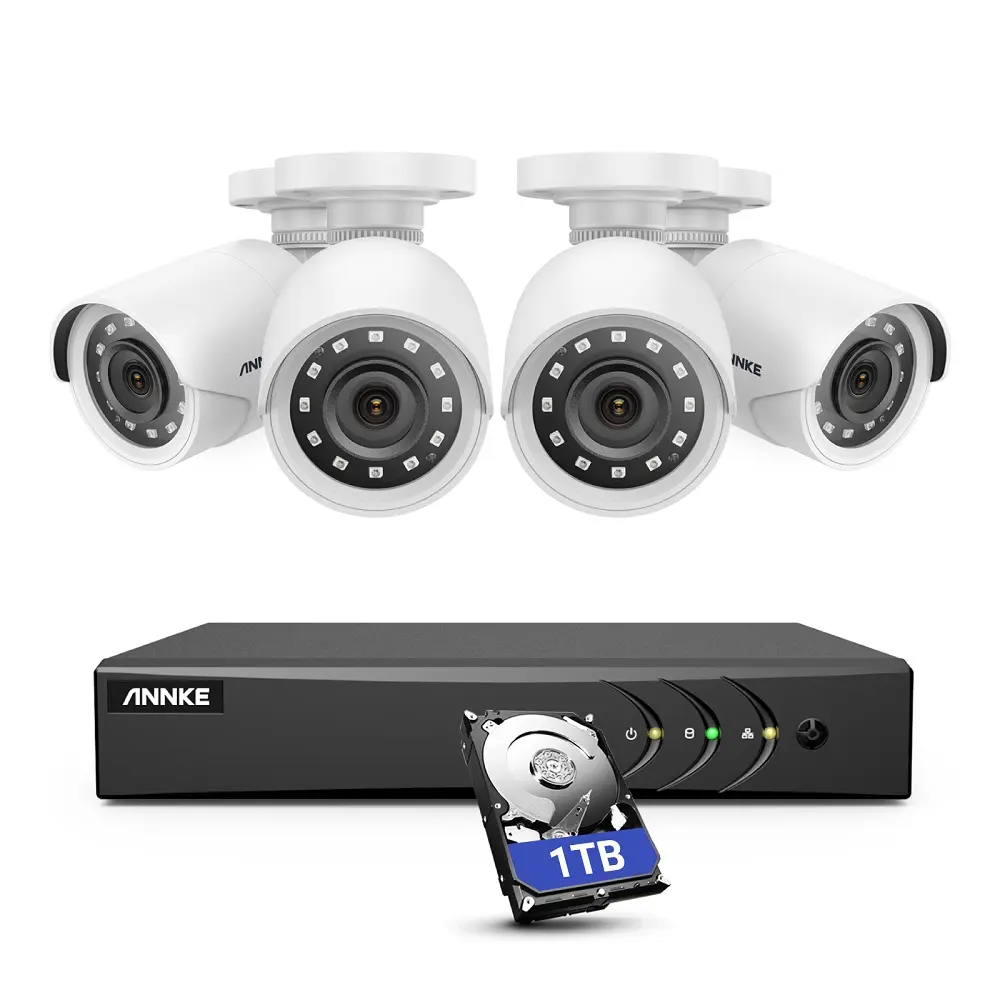 ANNKE E200 1080p Wired CCTV Camera System  8 Channel DVR with 1TB Hard Drive IR 100ft EXIR Night Vision Security Camera System